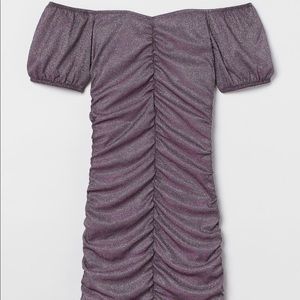 Sparkly off the shoulder gathered dress